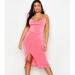 Boohoo Plus Slinky Cowl Neck Slip Midi Dress
Coral Pink Wedding Guest